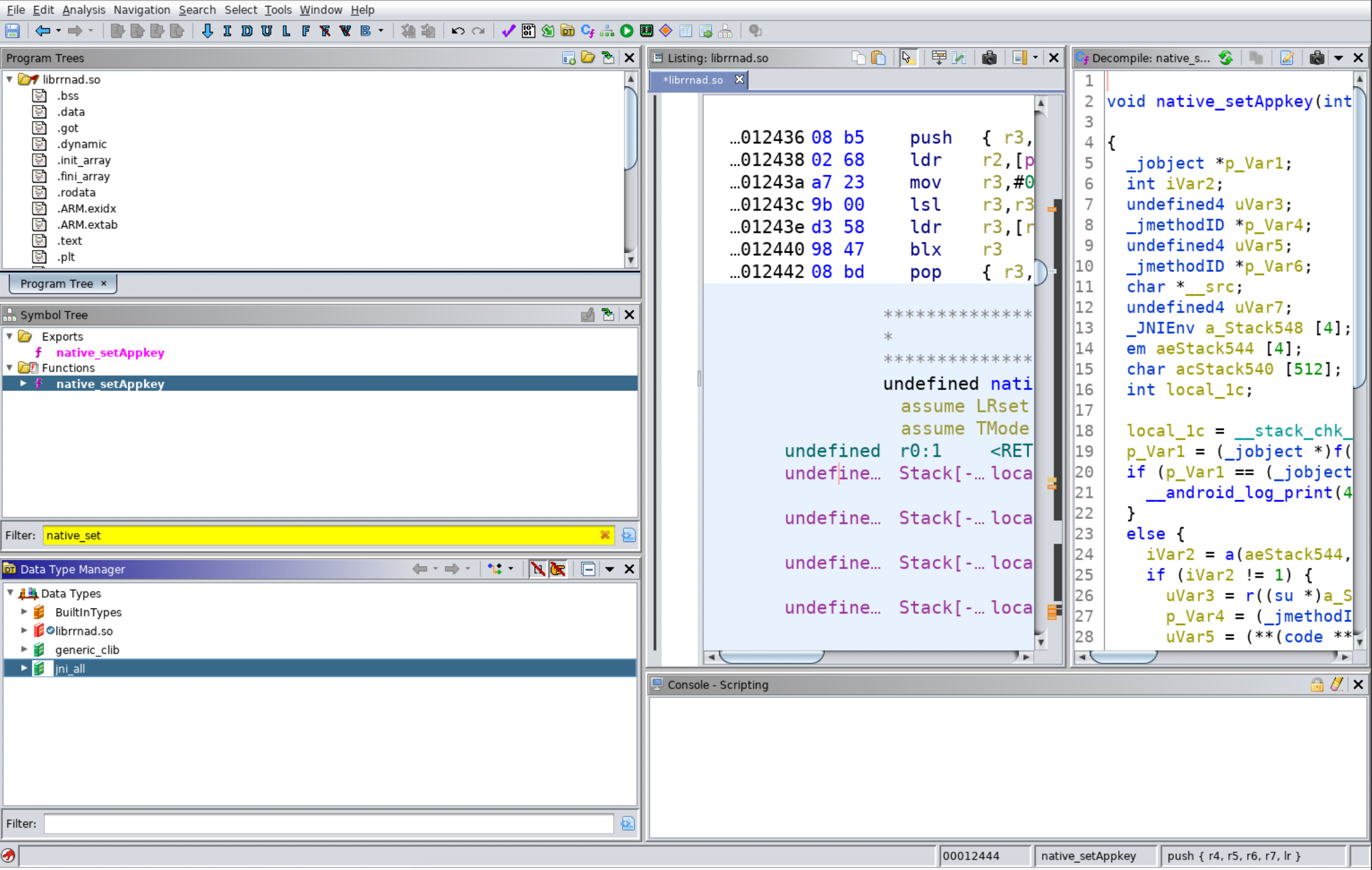 Screenshot of jni\_all Loaded in Data Type Manager